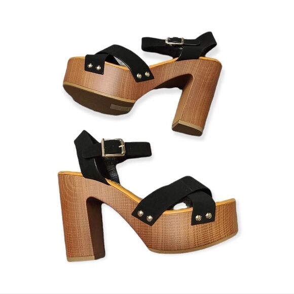 SHEIN Block Heel Black Platform Sandals 7.5 NEW - Picture 2 of 7